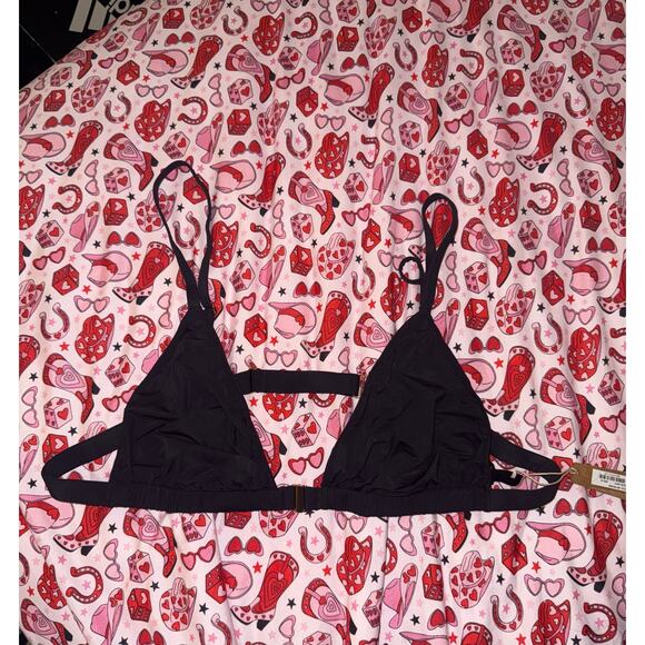 SKIMS Size 4X Jelly Sheer Triangle Bralette Onyx Black Bra Nwt Snap Open Front - Picture 6 of 7